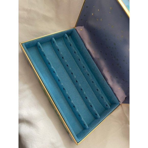 Antique/Vintage Blue/Green Floral Hard Jewelry Earring Case - Picture 4 of 10